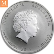 2011 Australia 1 oz Sølv Lunar S2 Year of the Rabbit kvalitet BU i Kapsel