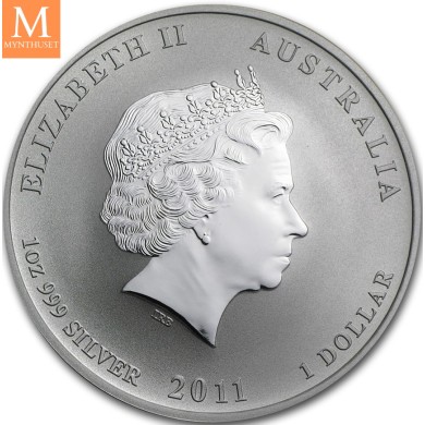 2011 Australia 1 oz Sølv Lunar S2 Year of the Rabbit kvalitet BU i Kapsel