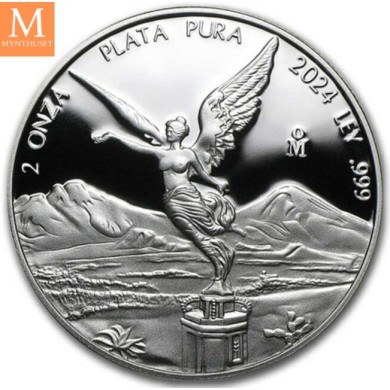 2024 Mexico 2 oz sølv Libertad Kvalitet proof i kapsel