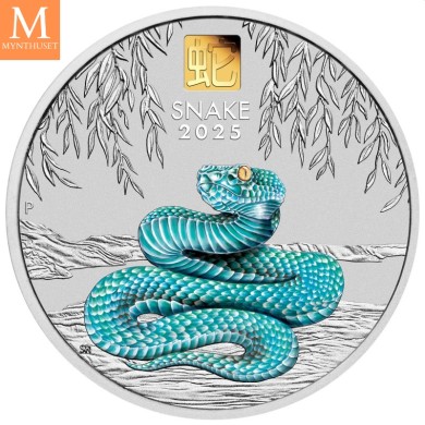 RÅ LEKKER OG MEGET POPULÆR! Australia 2025 YEAR OF THE  SNAKE 30 DOLLAR 1 KILO  LUNAR III MED GULL "PRIVY MARK" KVALITET BU