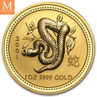 2001 Australia 1 oz Gull Lunar Series 1 Year of the Dragon kvalitet BU i kapsel