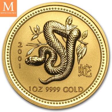 2001 Australia 1 oz Gull Lunar Series 1 Year of the Dragon kvalitet BU i kapsel