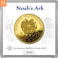 Råstilig! Armenia 10000 Dram Noahs Ark 2025 1/4 oz fint gull i forseglet kapsel med unikt nummer