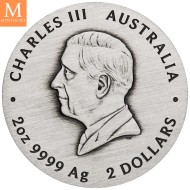 2025 Australia 2 oz Sølv Lunar S3 Year of the Snake Antiqued med skrin og enkhetsbevis