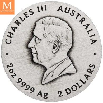 2025 Australia 2 oz Sølv Lunar S3 Year of the Snake Antiqued med skrin og enkhetsbevis