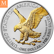 USA 2025 1 oz Sølv American Silver Eagle BULL FARGE BU M/KAPSEL