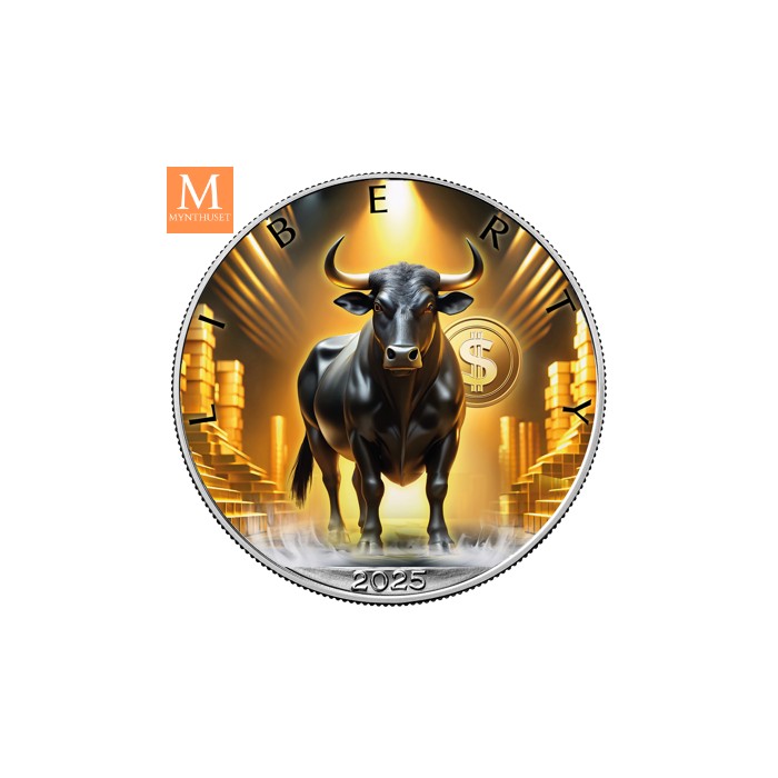 USA 2025 1 oz Sølv American Silver Eagle BULL FARGE BU M/KAPSEL