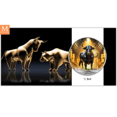 USA 2025 1 oz Sølv American Silver Eagle BULL FARGE BU M/KAPSEL