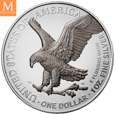 USA 2025 1 oz Sølv American Silver Eagle BEAR BU BEAR FARGE M/KAPSEL