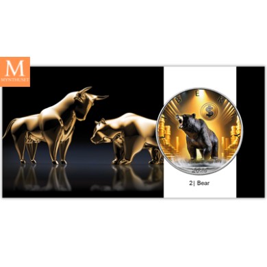 USA 2025 1 oz Sølv American Silver Eagle BEAR BU BEAR FARGE M/KAPSEL