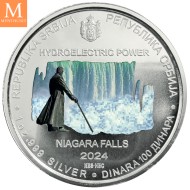 NYHET! Serbia 2024 1 oz sølv Farge 100 Dinar Tesla HYDROELECTRIC POWER BU i Kapsel