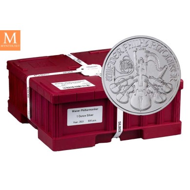 2021 Forseglet MONSTERBOX 500 OZ Østerrike Sølv Philharmoniker 500 x 1 oz Monster Box (500 oz)