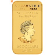2023 Australia Dragon 1oz Gull rektangulær i kvalitet BU i kapsel