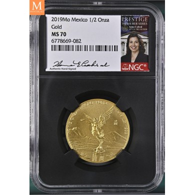 2019 Mexico LIBERTAD 1/2 OZ GULL KVALITET 0, NGC MS70