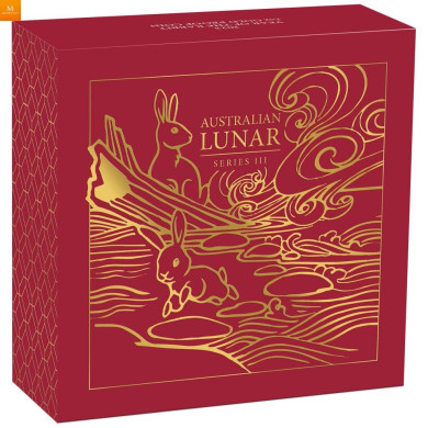 NYHET! Australia 2023 1 oz Gull Lunar S3 «Year of the Rabbit» Proof med Etui & COA