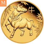 Australia 2021 1 oz Gull Lunar S3 Year of the Ox Proof med Etui & COA