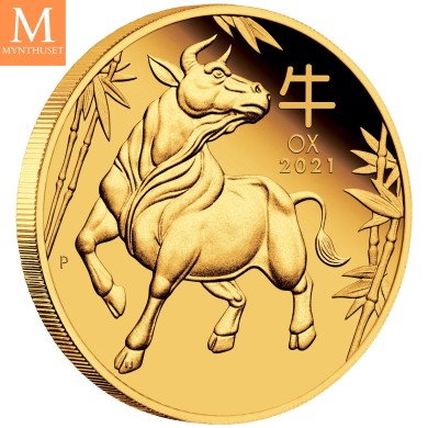 Australia 2021 1 oz Gull Lunar S3 Year of the Ox Proof med Etui & COA