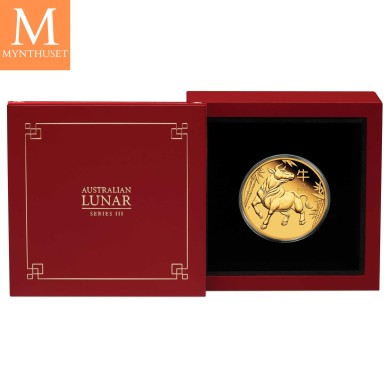 Australia 2021 1 oz Gull Lunar S3 Year of the Ox Proof med Etui & COA