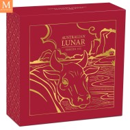Australia 2021 1 oz Gull Lunar S3 Year of the Ox Proof med Etui & COA