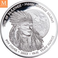 RÅ LEKKER! 2023 USA 1 Dollar Oglala Lakota Sioux 1 oz SØLV Moon Goddess Proof i kapsel