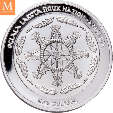 RÅ LEKKER! 2023 USA 1 Dollar Oglala Lakota Sioux 1 oz SØLV Moon Goddess Proof i kapsel