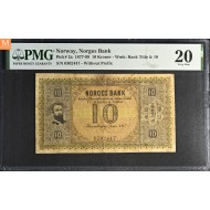 10 kroner 1877 Oscar II 0302447 Arnet 2 kjente eksemplarer PMG VF20 Stain (lite hull)