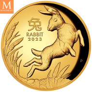 SJELDEN! Australia 2023 YEAR OF THE RABBIT 1 OZ  GULL LUNAR SERIE 3 KVALITET PROOF HIGH RELIEF NGC PF70