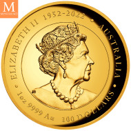 SJELDEN! Australia 2024 YEAR OF THE DRAGON 1 OZ  GULL LUNAR SERIE 3 KVALITET PROOF HIGH RELIEF NGC PF70