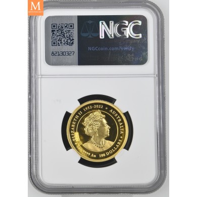 SJELDEN! Australia 2024 YEAR OF THE DRAGON 1 OZ  GULL LUNAR SERIE 3 KVALITET PROOF HIGH RELIEF NGC PF70