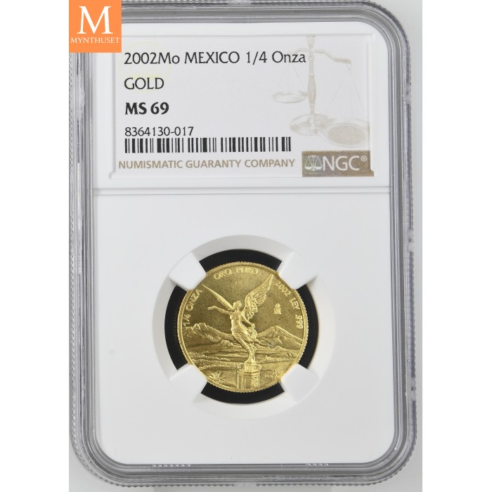 2002Mo Mexico 1/4 Onza gull NGC MS69