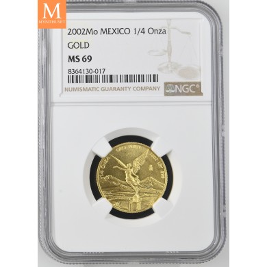 2002Mo Mexico 1/4 Onza gull NGC MS69