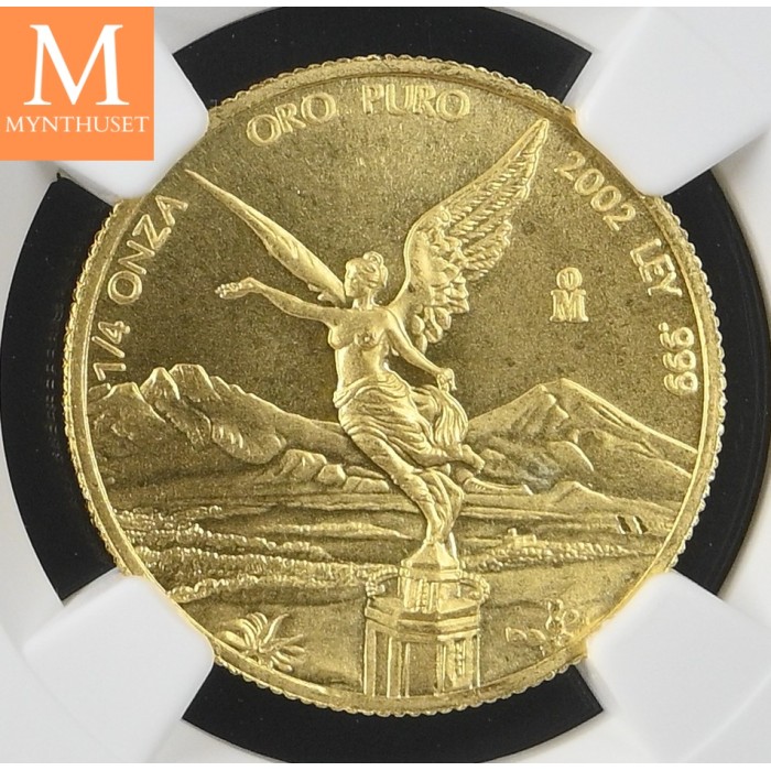 2002Mo Mexico 1/4 Onza gull NGC MS69