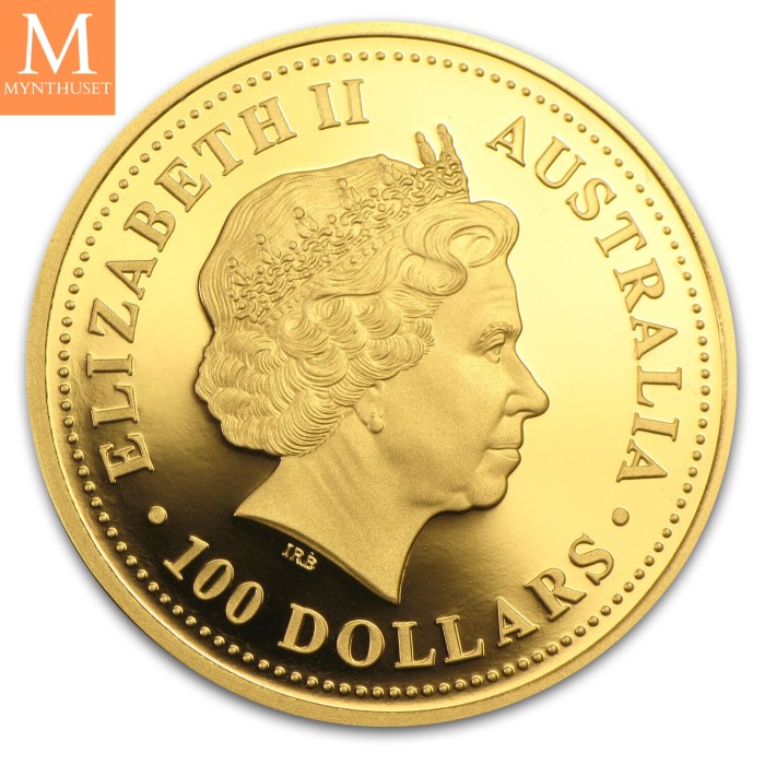 2002 Australia Nugget Proof Set Gullmynter i Original eske med CoA