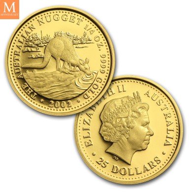 2002 Australia Nugget Proof Set Gullmynter i Original eske med CoA