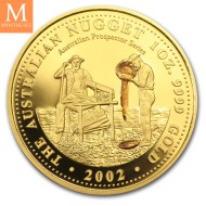 2002 Australia Nugget Proof Set Gullmynter i Original eske med CoA