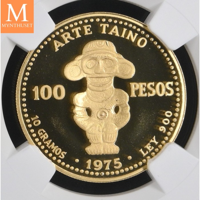 1975 Dominican Republic Gull 100 Pesos Taino Art NGC OF69