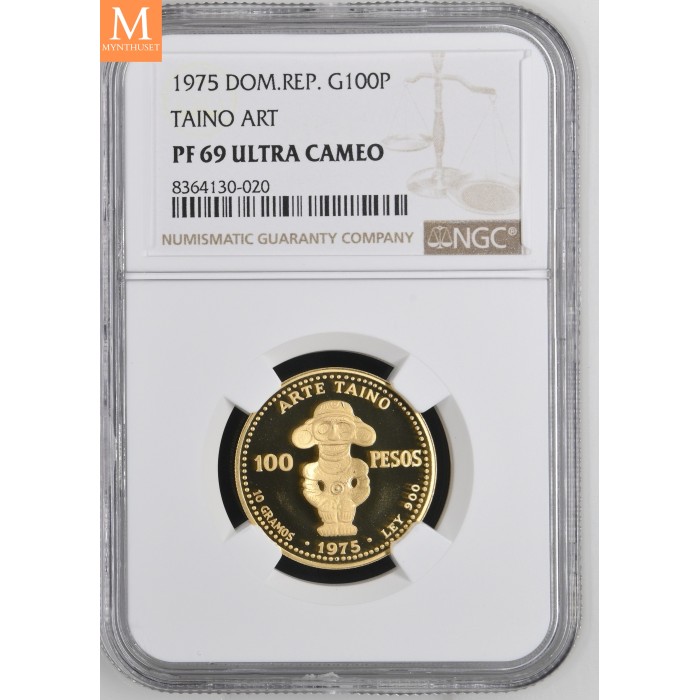 1975 Dominican Republic Gull 100 Pesos Taino Art NGC OF69