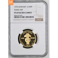 1975 Dominican Republic Gull 100 Pesos Taino Art NGC OF69