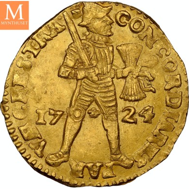 Rundeskatten gull dukat 1724 Utrecht kvalitet 01 NGC MS63