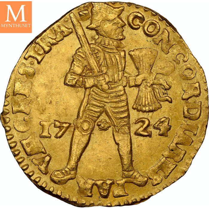 Rundeskatten gull dukat 1724 Utrecht kvalitet 01 NGC MS63