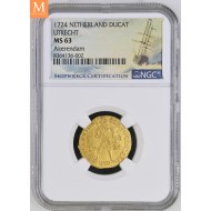 Rundeskatten gull dukat 1724 Utrecht kvalitet 01 NGC MS63