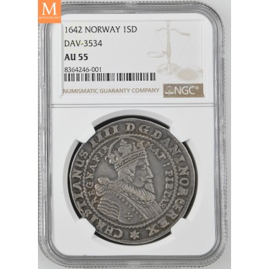 Speciedaler 1642 Christian IV Kvalitet 01, NGC AU55