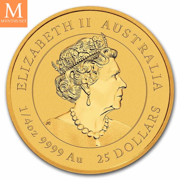 2022 Australia 1/4 oz Gull Lunar S3 Year of the Tiger BU i kapsel