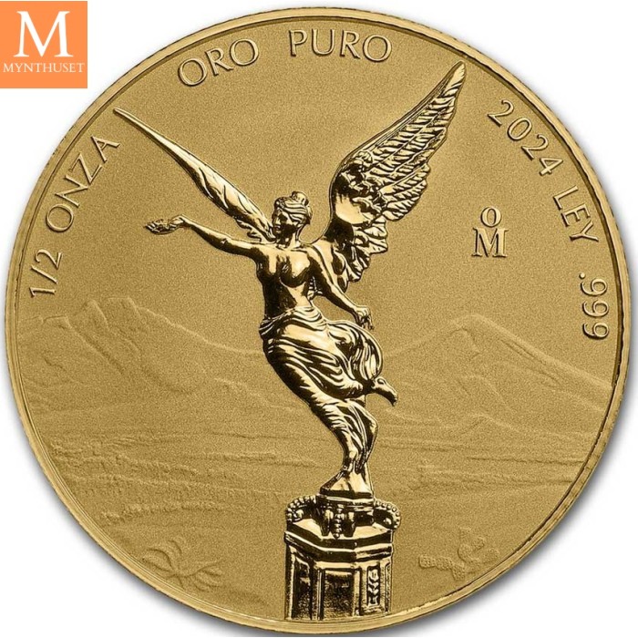 SJELDNE! Mexico 2024 LIBERTAD 1/2 OZ GULL Reverse proof CASA DE MONEDA DE MEXICO