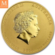 Australia 2010 1 oz Gull Lunar S2 Year of the Tiger kvalitet BU i kapsel