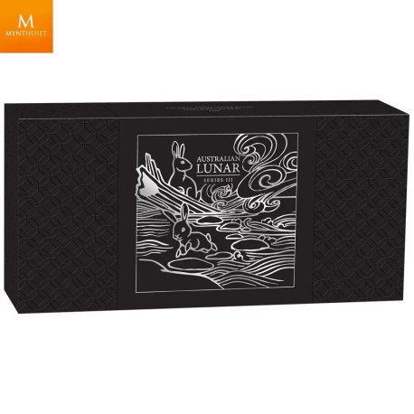 Australia 2023 3,5 oz Sølv Lunar Serie 3 Year of the Rabbit Proof Three-Coin Set M/Etui & COA