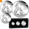 Australia 2023 3,5 oz Sølv Lunar Serie 3 Year of the Rabbit Proof Three-Coin Set M/Etui & COA