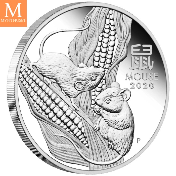 Australia 2020 3,5 oz Sølv Lunar Serie 3 Year of the Mouse Proof Three-Coin Set M/Etui & COA