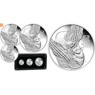 Australia 2022 3,5 oz Sølv Lunar Serie 3 Year of the Tiger Proof Three-Coin Set M/Etui & COA