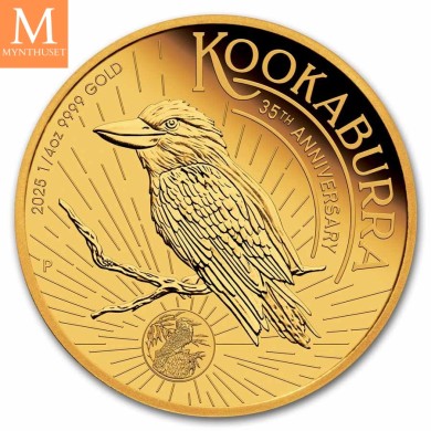 SJELDEN!2025 P Australia 1/4 oz Gold Kookaburra Proof
